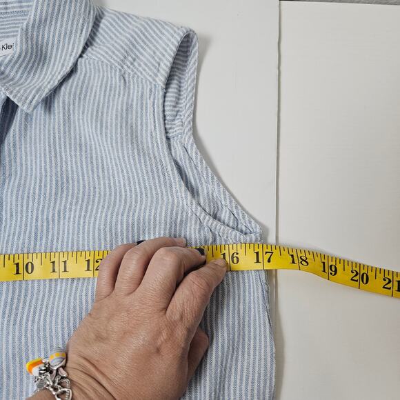 Calvin Klein Striped Linen Blend Sleeveless Tiered Maxi Dress Summer Ready Sz 4 - Picture 8 of 11